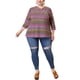 thumbnail image 2 of Blusa casual elegante de rayas de manga 3/4 para mujer de tallas grandes Agnes Orinda, camiseta de moda con cuello asimétrico, 3X, púrpura, 2 of 7