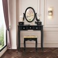 thumbnail image 4 of Costway Vanity Table Set Dressing Table Set W/5 Drawer Make Up Table and Stool Set Black, 4 of 10
