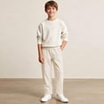 thumbnail image 7 of CPNG Teenagers Boys Straight Wide Leg Pants Drawstring Elastic Waist Corduroy Loose Boys' Pants Sweatpants(Beige,7-8 Years), 7 of 7