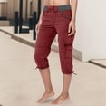 thumbnail image 2 of Huowey Women's Pants Summer Pocket Trousers Outdoor Casual Sports Cropped Pants Overalls Thin Loose Cargo Shorts, 2 of 7