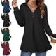 thumbnail image 4 of Sudadera con capucha para mujer, suave, cómoda, informal, holgada, con cuello en V, con capucha, manga larga, camiseta superior, 4 of 6
