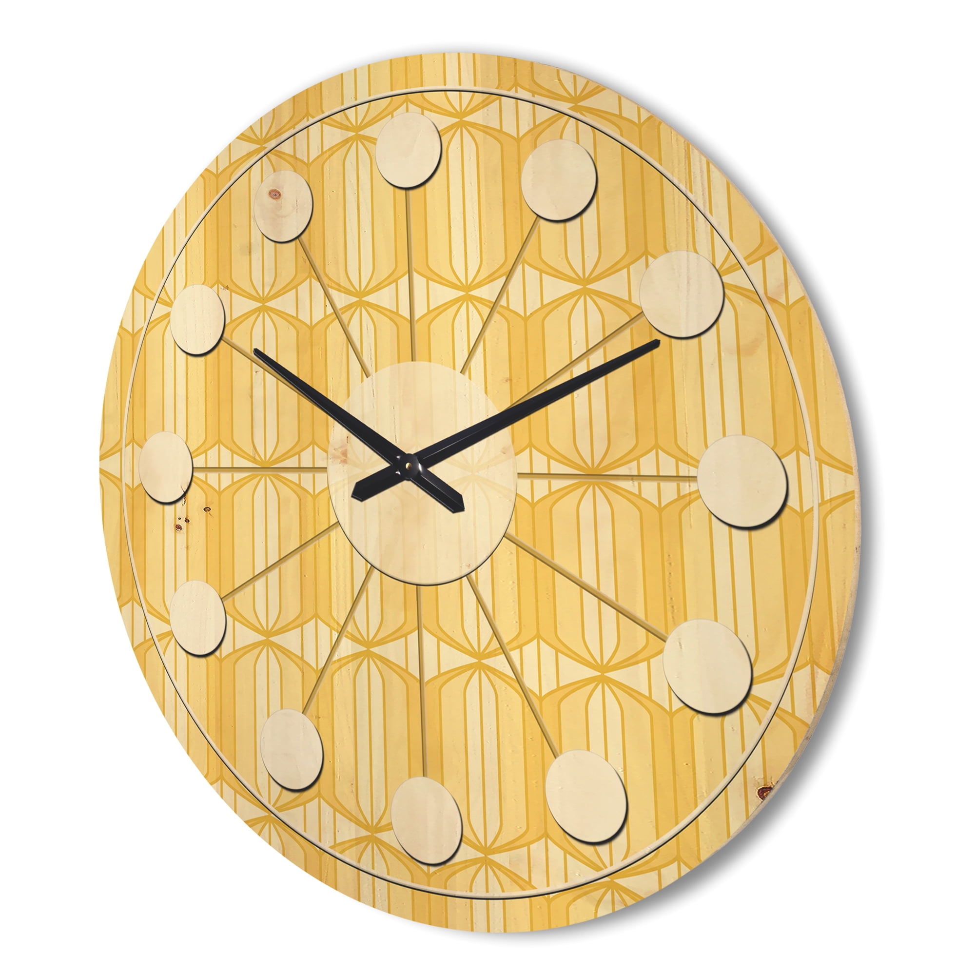 Designart 'Ornamental Retro Design III' Mid-Century Modern Wood Wall Clock