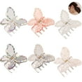 thumbnail image 3 of Pinces à Cheveux Papillon 6 Pcs Fausse Perle Pinces à Mâchoires Barrettes Attrape-Cheveux, 3 of 10