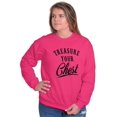 thumbnail image 4 of Treasure Your Chest Breast Cancer Women Crewneck Sweatshirt Brisco Brands S, 4 of 6
