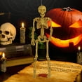 thumbnail image 2 of Full Body Poseable Halloween Skeleton Decor - 15.7" Realistic Hanging Skeleton with Movable Joints for Yard, Patio & Haunted House Party Decoration, 2 of 7