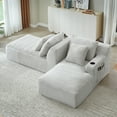 thumbnail image 5 of 71" Oversized Double Chaise Lounges Indoor, Upholstered Corduroy Sofa Bed with Dual Cup Holders, Sectional Sleeper Loveseat for Living Room, Light Grey, 5 of 9