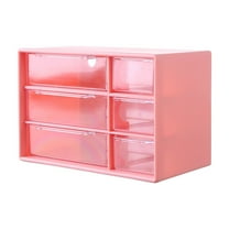 Hiroekza Clear Stackable Desk Organizer with 6 Drawers Office Stationery Supplies Organizer Plastic Storage Box Desktop Drawers 7.09x4.61x3.82in Red
