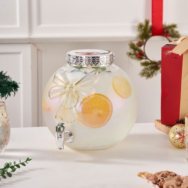 Ornament Dispenser Clear Iridescent Glass 1.5 Gallon Holiday Time