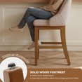 thumbnail image 6 of Set of 2 Upholstered Counter Height Bar Stools in Sleek Faux Leather with Solid Rubberwood Legs for Kitchen Island, 6 of 9