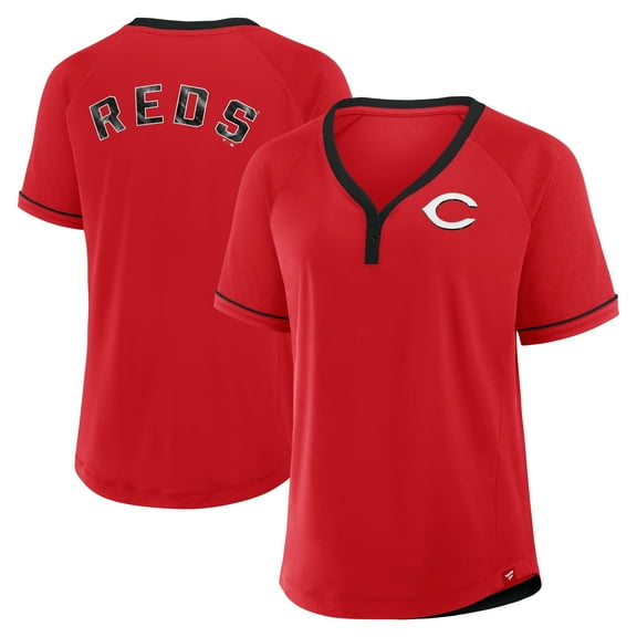 Women's Fanatics Red Cincinnati Reds League Diva Star Raglan V-Neck T-Shirt