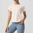 thumbnail image 2 of GEWSEY Workout Tops for Women Cropped Split Back Athletic Gym Exercise Shirts Loose Fit (White, L), 2 of 7