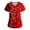 Deep Red, variant on Women's Fashion Printed Short Sleeve V Neck Pattern Top with Pockets, Valentine's Day Workwear T-Shirt for Nursing and Casual Wear,Deep Red,L