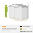 thumbnail image 2 of 7' x 4' Metal Storage Shed - Galvanized Steel Outdoor Tool House w/ Foundation Kit & Double Doors - Light Brown Patio Storage, 2 of 7