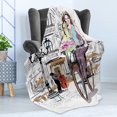thumbnail image 4 of Paris Soft Flannel Fleece Throw Blanket, Young Girl Bike and Roses in a Street Old Town Musician Romantic Tour City, Cozy Plush for Indoor and Outdoor Use, 70" x 90", Multicolor, by Ambesonne, 4 of 5
