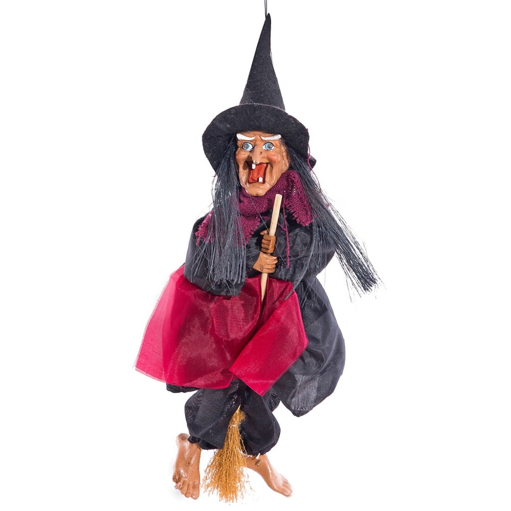 Halloween Hanging Animated Talking Witch Props Laughing Sound Control