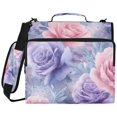 thumbnail image 2 of Zipper Binder with Shoulder Strap 2 inch 3 Ring Waterproof File Folder Organizer Bag 500 Sheet Watercolor Pink and Purple Roses, 2 of 8