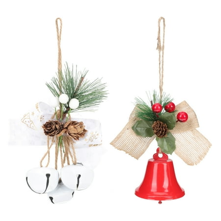 

2pcs Xmas Designed Bow Bell DIY Hanging Decors Bow Bell DIY Scene Pendants