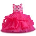 thumbnail image 2 of Wavsuf Flower Girls Dress Nets Bow Hot Pink Princess Dress Size 7-8 Years, 2 of 9