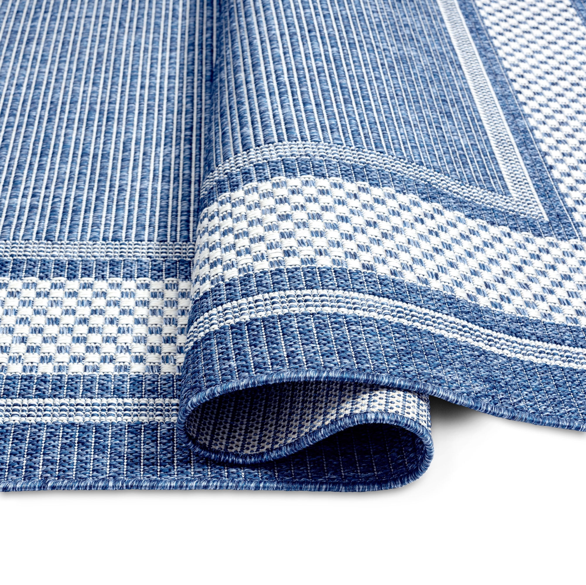 Home Dynamix Tripoli Julie Modern Border Indoor/Outdoor Area Rug, Blue/Ivory, 5'2"x7'2"