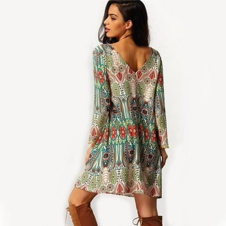 boho evening sleeve short mini summer beach dress