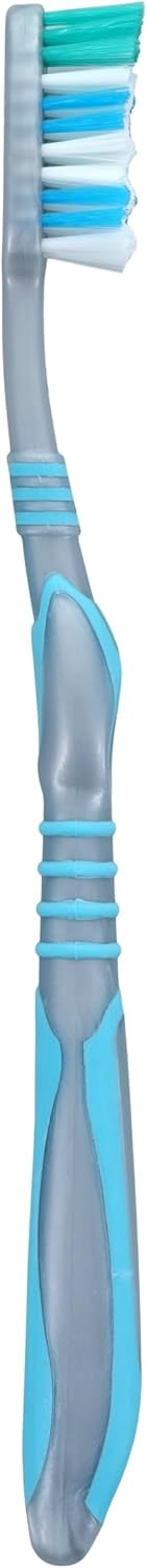 Henry Schein Acclean Adult Toothbrush, Assorted Colors, 47-Tuft Soft Full Head, Manual Toothbrush with Tongue Cleaner, Dual-Component Handle, 72 per Box