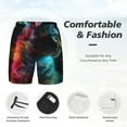 thumbnail image 2 of Kdxio Neon Spectrum Cat Portrait Print Men's Swim Trunks with Compression Liner 7 Inch Inseam Quick Dry Swim Shorts, 2 of 5