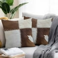 thumbnail image 2 of Collage Cowhide Outdoor Pillow Covers Pack of 2 Abstract Brown Seam Cow Leather Waterproof Throw Pillow Covers Decorative Cushion Cases for Patio Garden Tent Balcony Couch 18x18 inch, 2 of 8