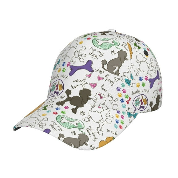 Balery Baseball Cap Adjustable Size for Running Workouts and Outdoor Activities All Seasons Dad Hat(Colorful Poodle Dog)