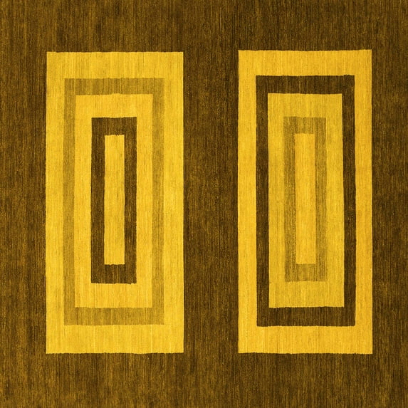 Ahgly Company Indoor Square Abstract Yellow Modern Area Rugs, 4' Square