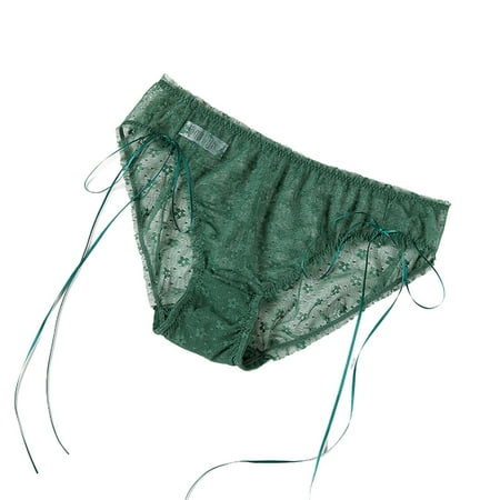 

Womens Plus Size Lace Hollow Bowknot Low Waist Thongs
