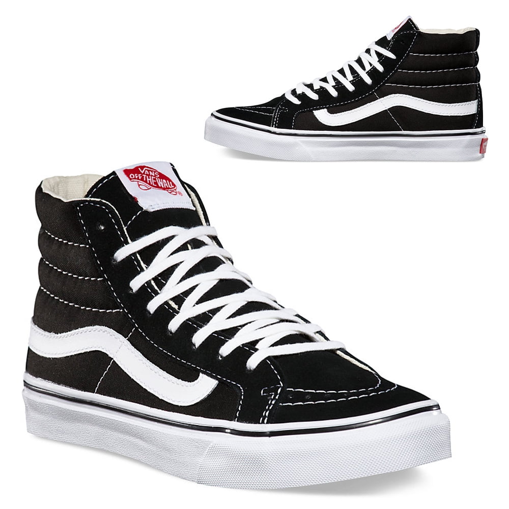 vans sk8 hi black white canvas