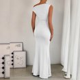 thumbnail image 5 of Women's Off-Shoulder Collar Waist Pleated Sleeveless Sexy Dress, 5 of 6