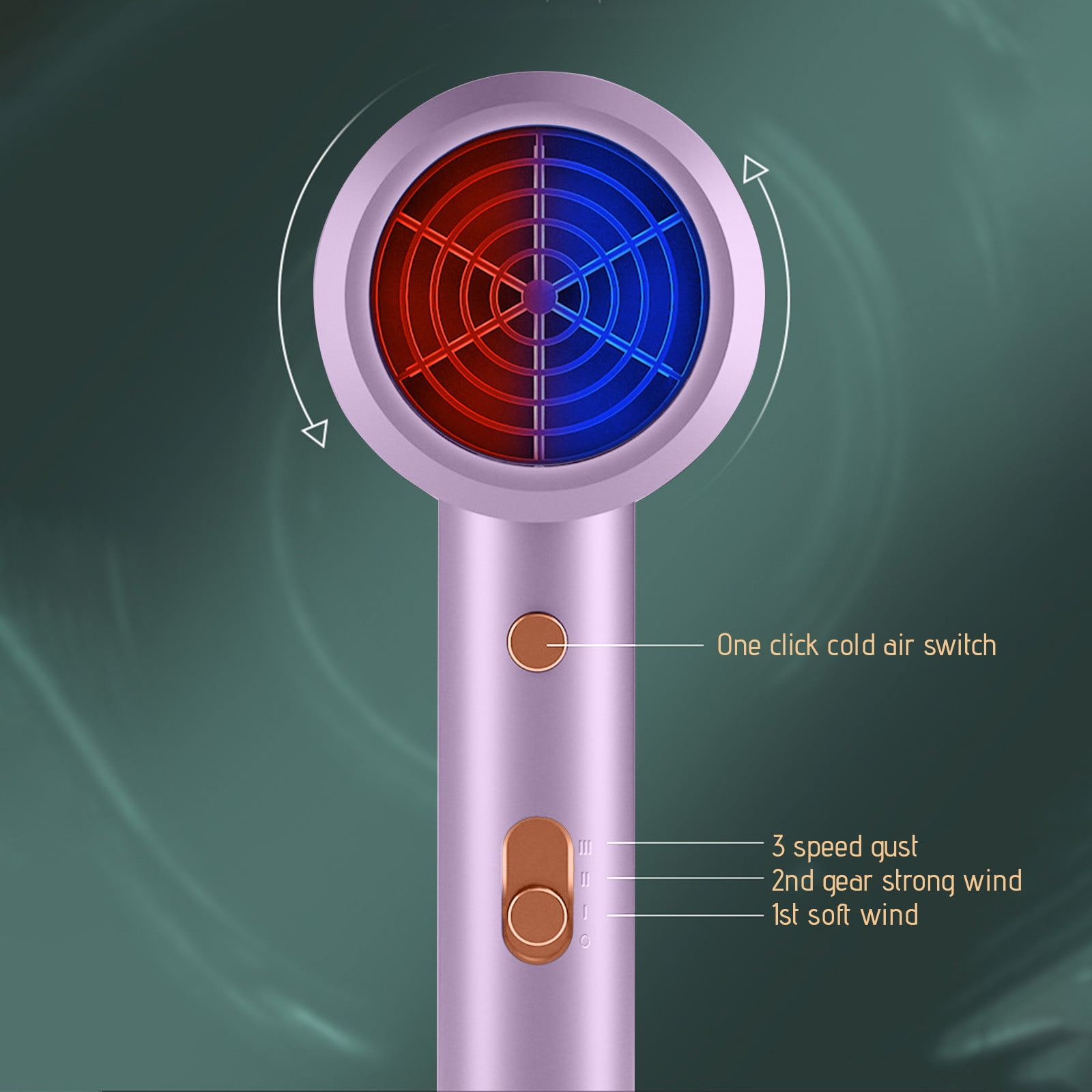 Negative Ion Hair Dryer, Compact Portable Blow Dryer, Fast Drying Hair Styling Tool, Quiet Operation with Diffuser, Home and Travel Use