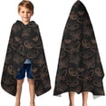 thumbnail image 3 of Black Butterfly Orange Line Pattern Hooded Bath Towel，60"x35" for Ages 3 To 12 Kids, Quick Dry Lightweight Soft Microfiber Hood Beach Towel Cover Up for Kids, 3 of 7