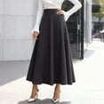 thumbnail image 2 of Women's Vintage High Waist Midi Skirt Blend A Line Flared Swing Long Maxi Skirt with Pocket Winter Warm Elegant Grey S, 2 of 5