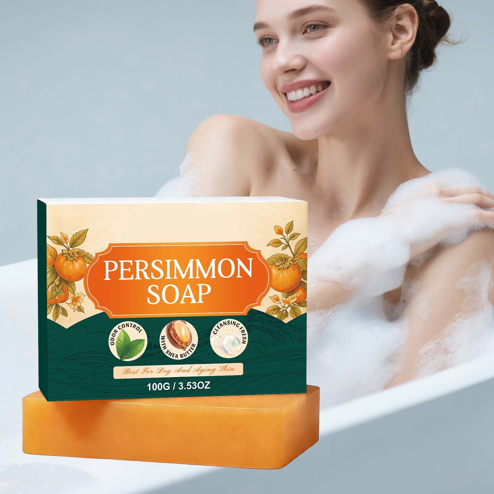 PiGOGI Japanese Persimmon Soap Bar Natural Deodorizing for Body Odor Hydrating