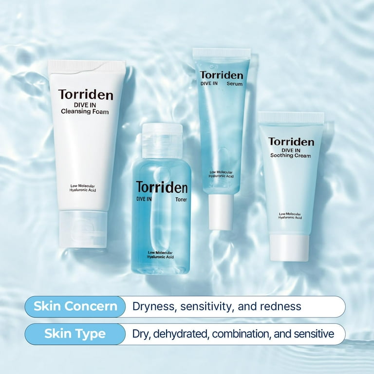 韓国コスメセット SKIN&LAB Torriden VTcosmetics TORRIDEN, DIVE IN Trial Kit, Hyaluronic Acid, 4 Step Skincare Set
