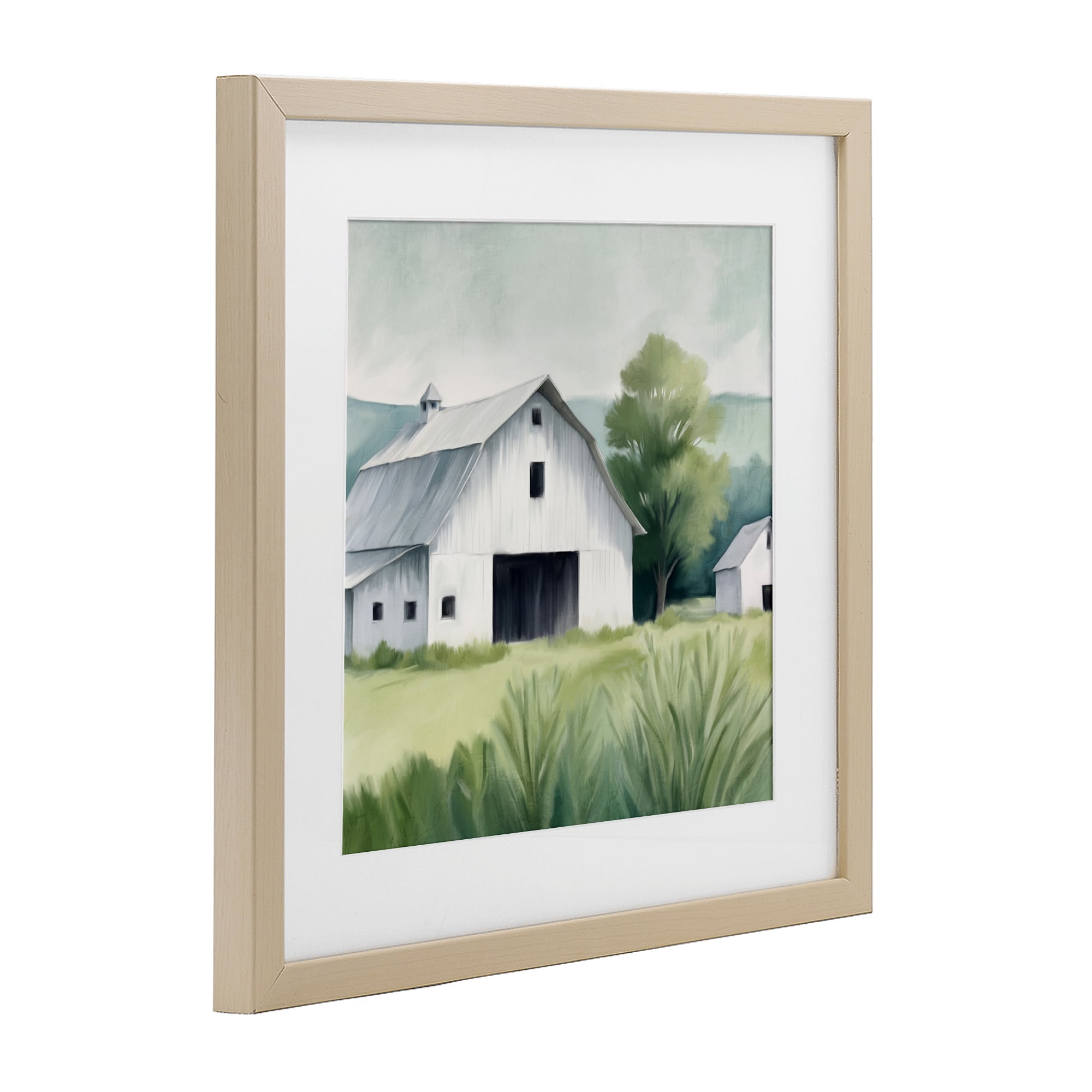Stupell Industries Farm Home White Barn Birch Framed Print Under Glass, design by Kim Allen