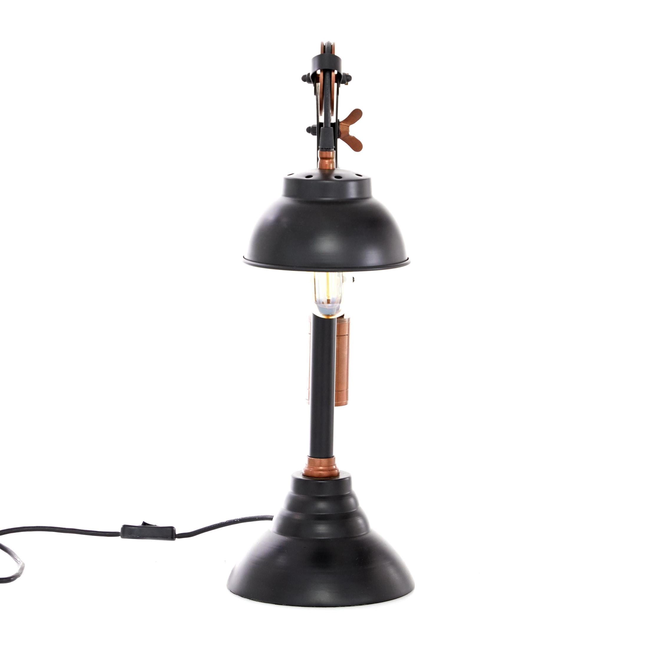 DecMode 24" Pulley Black Desk Lamp with Black Metal Shade