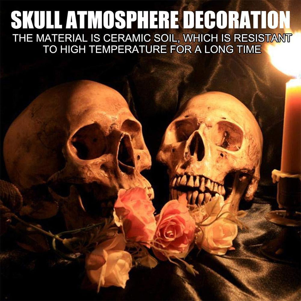 Regal Flame Ceramic Propane Gel Ethanol Gas Fireplace Fire Pit Logs White Skull 