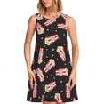 thumbnail image 1 of Vsdgher Robes d'Été Imprimé Maïs Soufflé pour Femmes Robe de Plage Décontractée Col en U Sans Manches Robe d'Été Ample avec Poche, 1 of 7