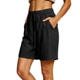 thumbnail image 2 of Bermuda Shorts for Women High Waisted Cotton Linen Shorts Casual Loose Drawstring Elastic Summer 2026 Beach Clothes, XL, 2 of 8