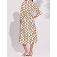 thumbnail image 5 of Womens Color Block Long Sleeve Boho Midi Dress Casual Beach Button Down Shirt Dress, 5 of 6