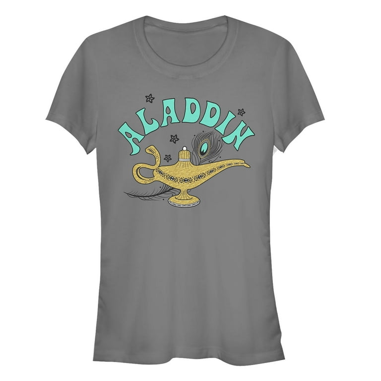 Junior's Aladdin Vintage Lamp Magic Graphic Tee Charcoal 2X Large