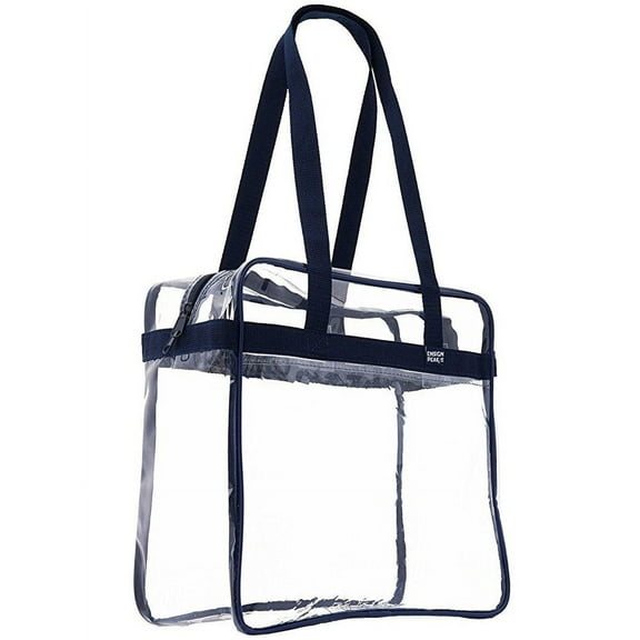 ensign peak clear tote bag nfl stadium approved - 12" x 12" x 6" - shoulder straps and zippered top. (navy)