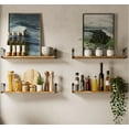 thumbnail image 3 of Wallniture Avila Rustic Floating Shelves for Kitchen Wall Mounted Utility Storage Rack Shelf with Brackets, Natural Burned, Set of 4, 3 of 14