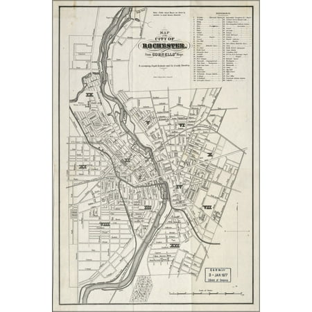 24"x36" Gallery Poster, Map of the city of Rochester new york 1870