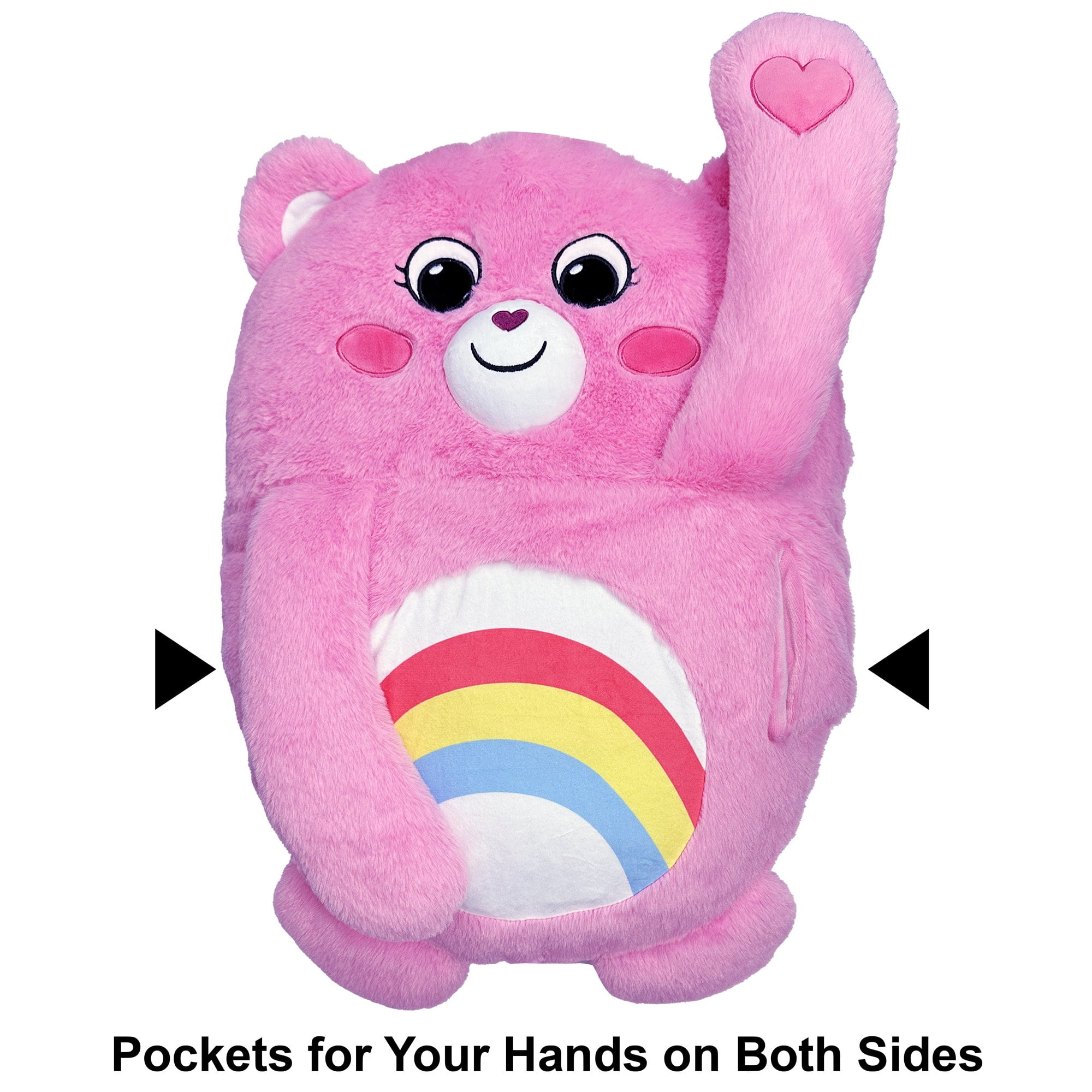 Happy Nappers: Care Bears Pillow Pocket Pal - Cheer Bear - Plush Character Pillow Case, Animal Cover w/ Weighted Paws, Soft Huggable Companion, Kids