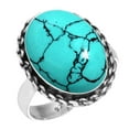 thumbnail image 1 of 925 Sterling Silver Ring For Women - Teens Blue Turquoise Gemstone Silver Ring December Birthstone Hand Made Silver Ring Size 11.5 Mothers' Day Gift For Ladies 925 Silver Gemstone Jewelry, 1 of 6