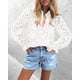 thumbnail image 5 of Blusa de Encaje PRETTYGARDEN para Mujer, Cuello en V, Manga Larga, Talla XXL, 5 of 6